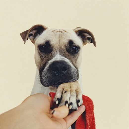 A dog's paw having its nails trimmed